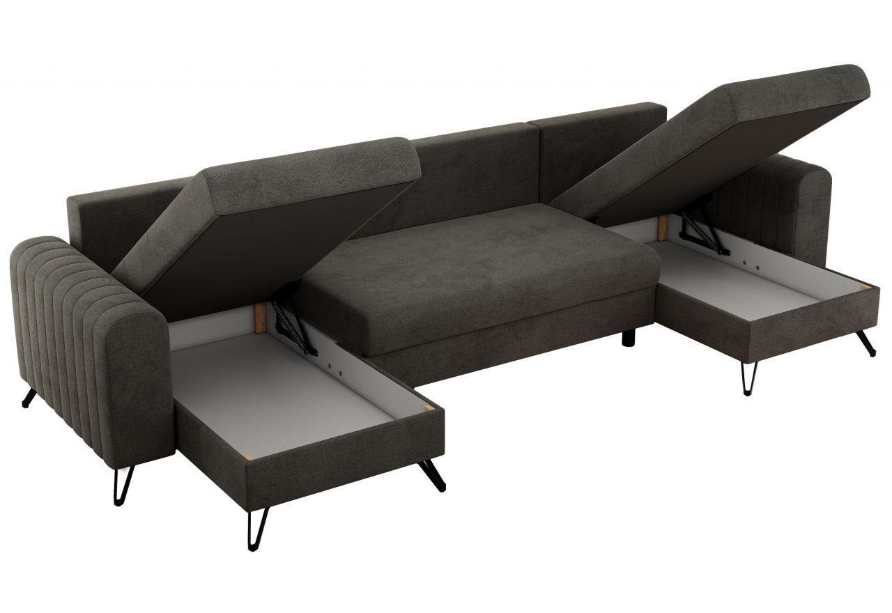 Narożnik AXEL U - uniwersalny - ciemnoszary, welwet