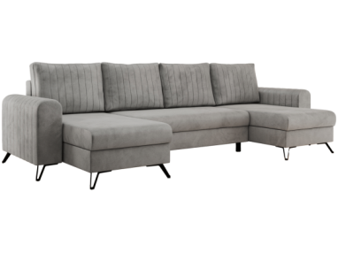 Narożnik AXEL U - uniwersalny - jasnoszary, welwet