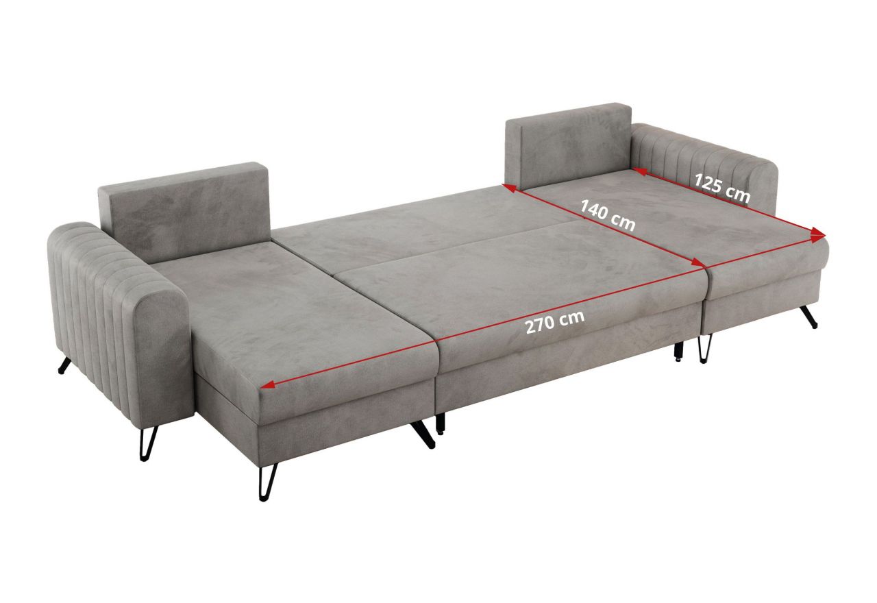 Narożnik AXEL U - uniwersalny - jasnoszary, welwet