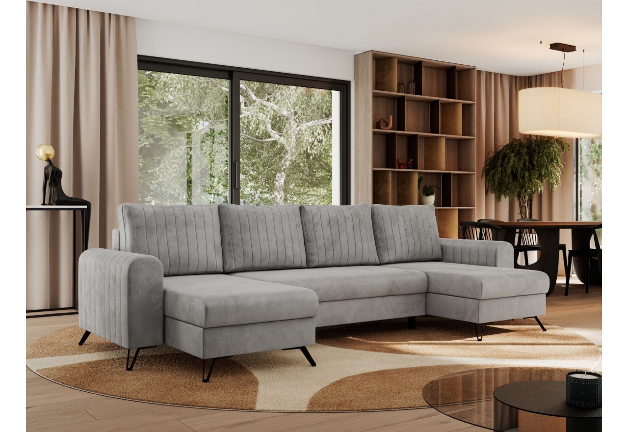 Narożnik AXEL U - uniwersalny - jasnoszary, welwet