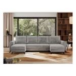 Narożnik AXEL U - uniwersalny - jasnoszary, welwet