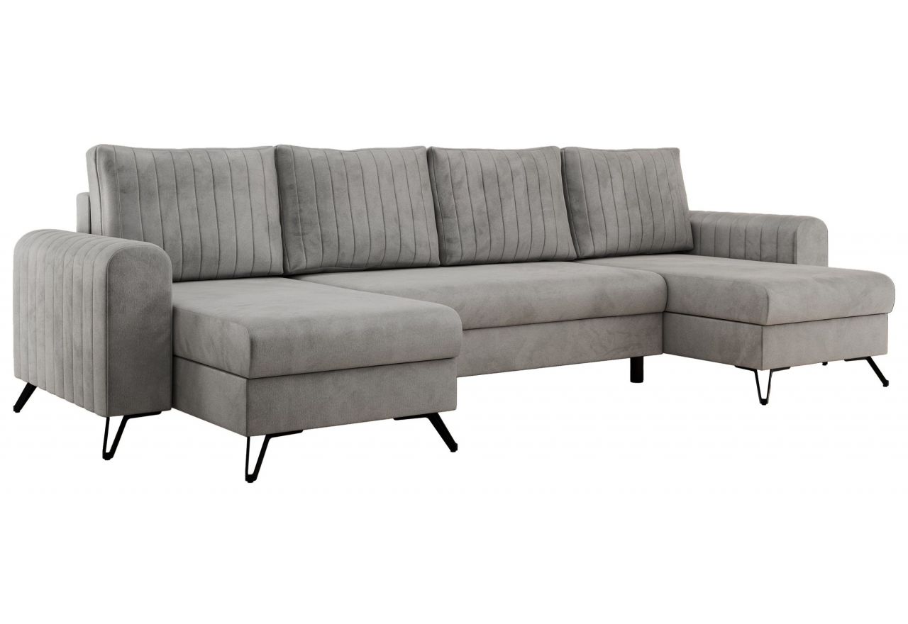 Narożnik AXEL U - uniwersalny - jasnoszary, welwet