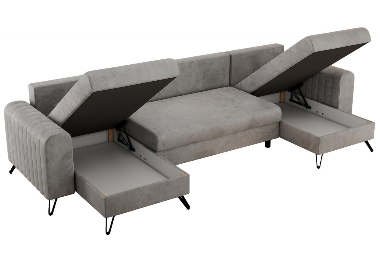 Narożnik AXEL U - uniwersalny - jasnoszary, welwet