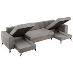 Narożnik AXEL U - uniwersalny - jasnoszary, welwet