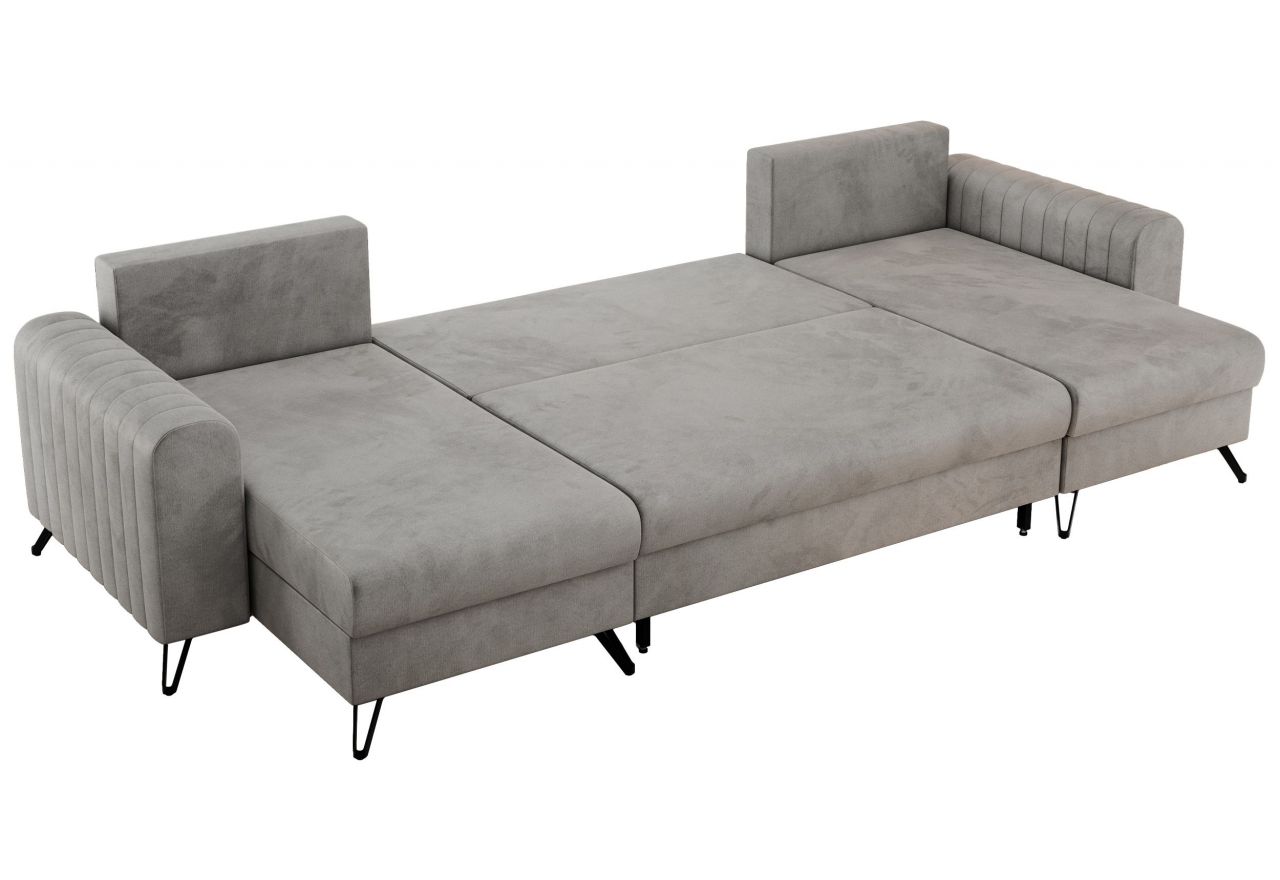 Narożnik AXEL U - uniwersalny - jasnoszary, welwet