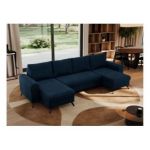 Narożnik AXEL U - uniwersalny - ciemnoniebieski, welwet