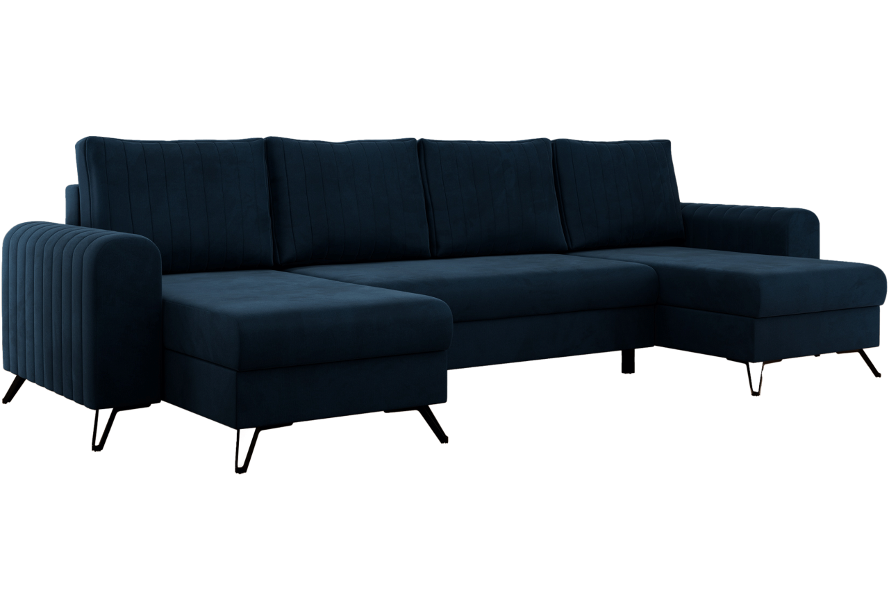 Narożnik AXEL U - uniwersalny - ciemnoniebieski, welwet