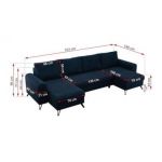 Narożnik AXEL U - uniwersalny - ciemnoniebieski, welwet