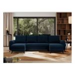 Narożnik AXEL U - uniwersalny - ciemnoniebieski, welwet