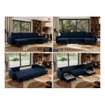 Narożnik AXEL U - uniwersalny - ciemnoniebieski, welwet