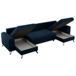 Narożnik AXEL U - uniwersalny - ciemnoniebieski, welwet