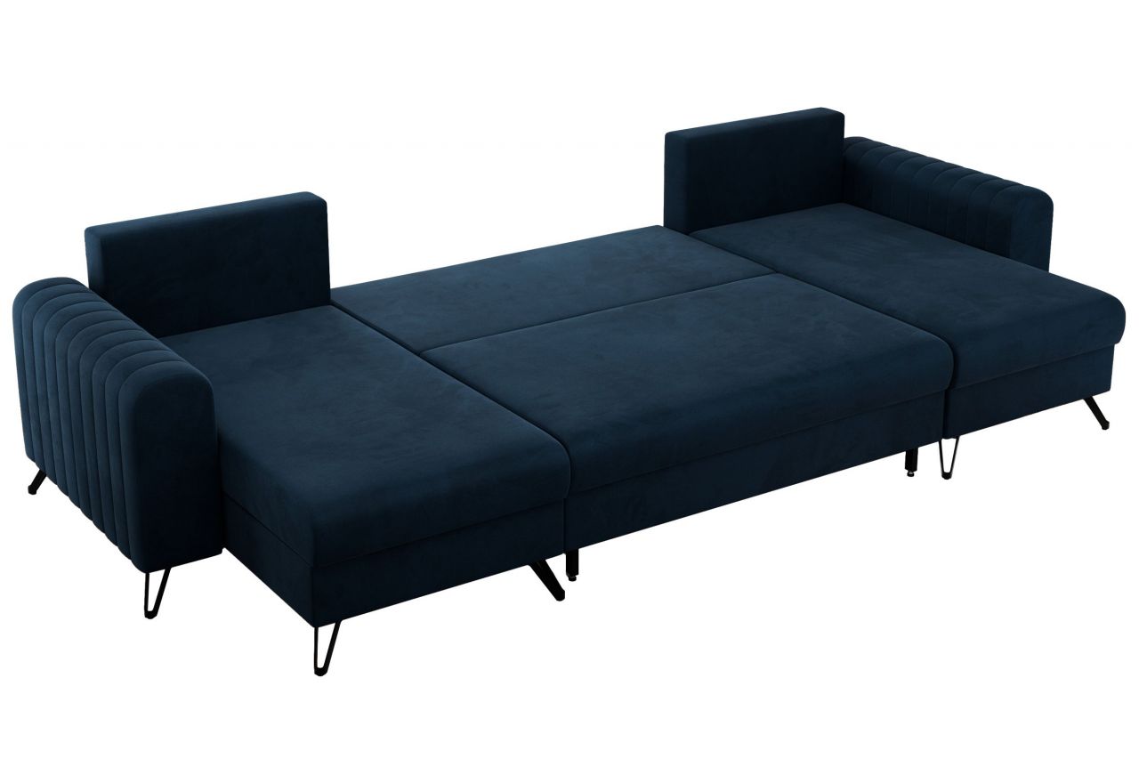 Narożnik AXEL U - uniwersalny - ciemnoniebieski, welwet