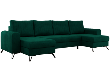 Narożnik AXEL U - uniwersalny - ciemnozielony, welwet