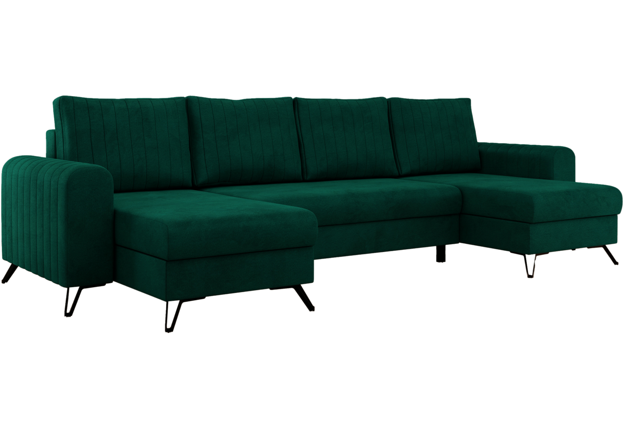 Narożnik AXEL U - uniwersalny - ciemnozielony, welwet