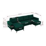 Narożnik AXEL U - uniwersalny - ciemnozielony, welwet