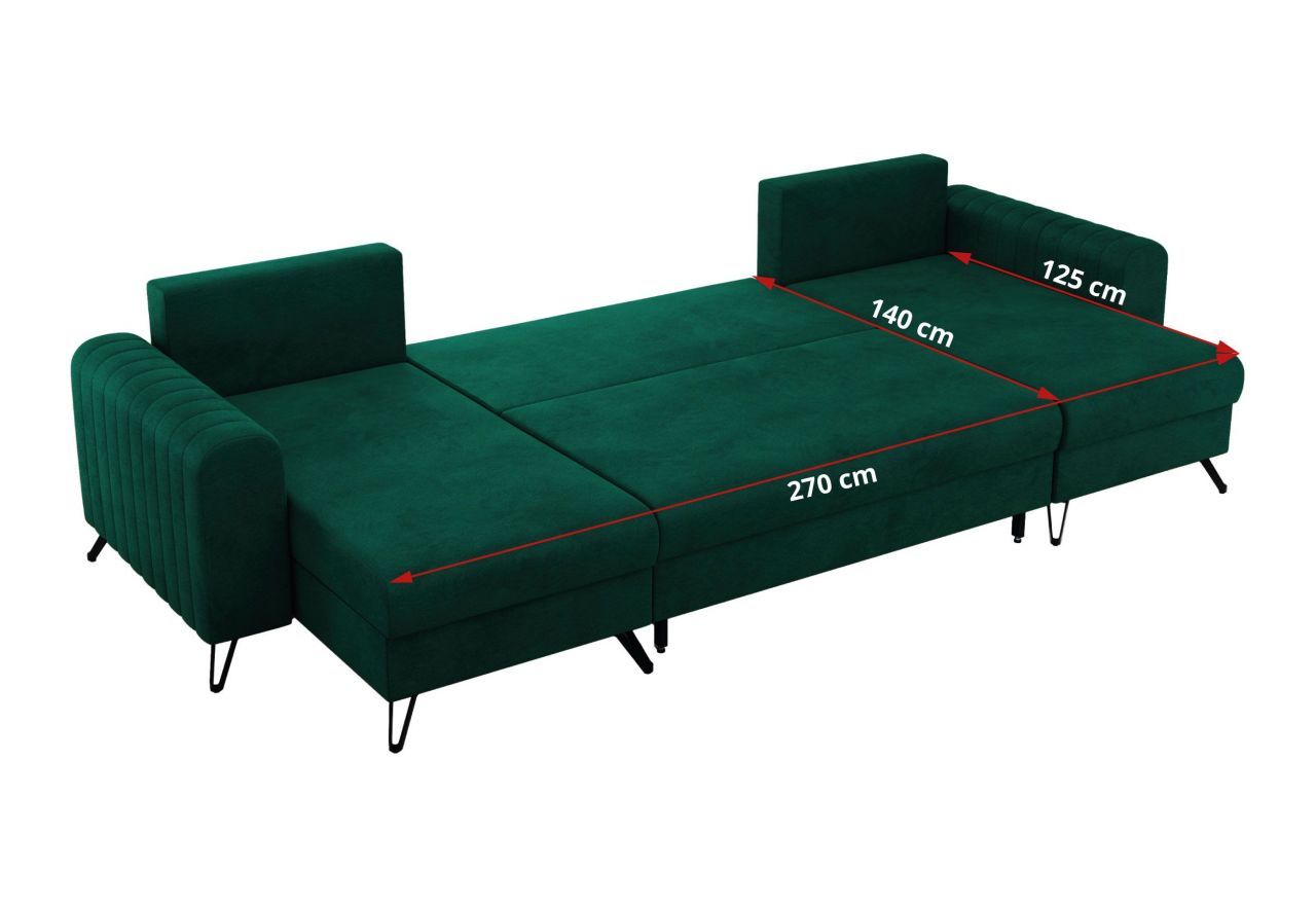 Narożnik AXEL U - uniwersalny - ciemnozielony, welwet