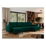 Narożnik AXEL U - uniwersalny - ciemnozielony, welwet