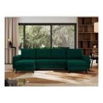 Narożnik AXEL U - uniwersalny - ciemnozielony, welwet