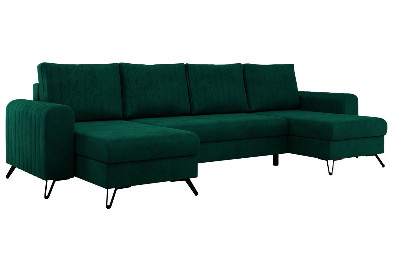 Narożnik AXEL U - uniwersalny - ciemnozielony, welwet