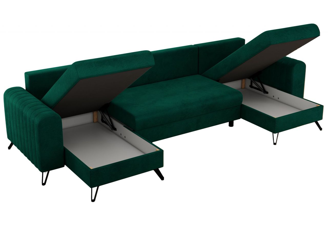 Narożnik AXEL U - uniwersalny - ciemnozielony, welwet