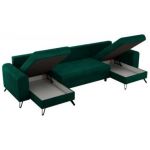 Narożnik AXEL U - uniwersalny - ciemnozielony, welwet