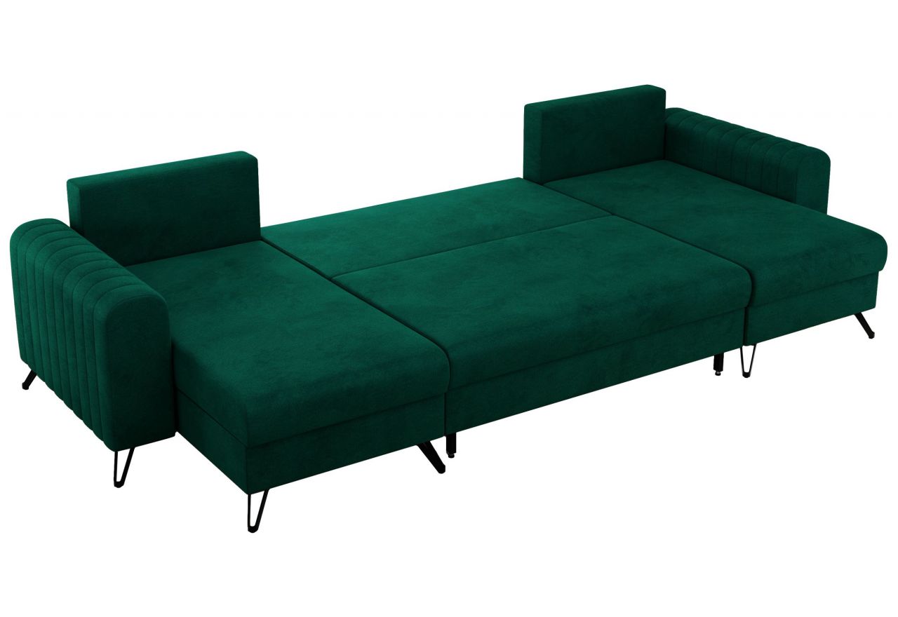 Narożnik AXEL U - uniwersalny - ciemnozielony, welwet