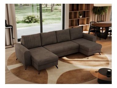 Narożnik AXEL U - uniwersalny - brązowy, welwet