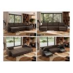 Narożnik AXEL U - uniwersalny - brązowy, welwet