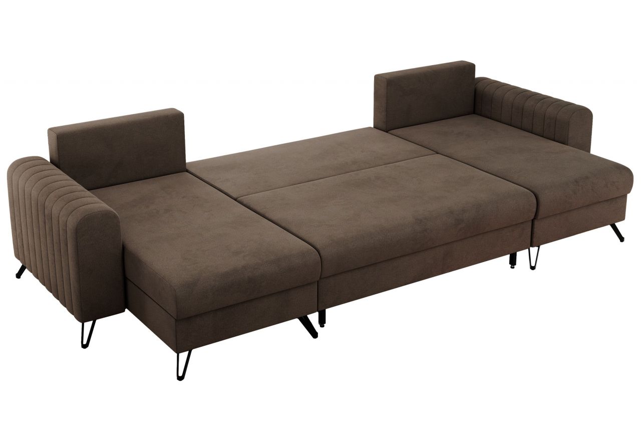 Narożnik AXEL U - uniwersalny - brązowy, welwet