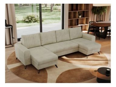 Narożnik AXEL U - uniwersalny - beżowy, welwet