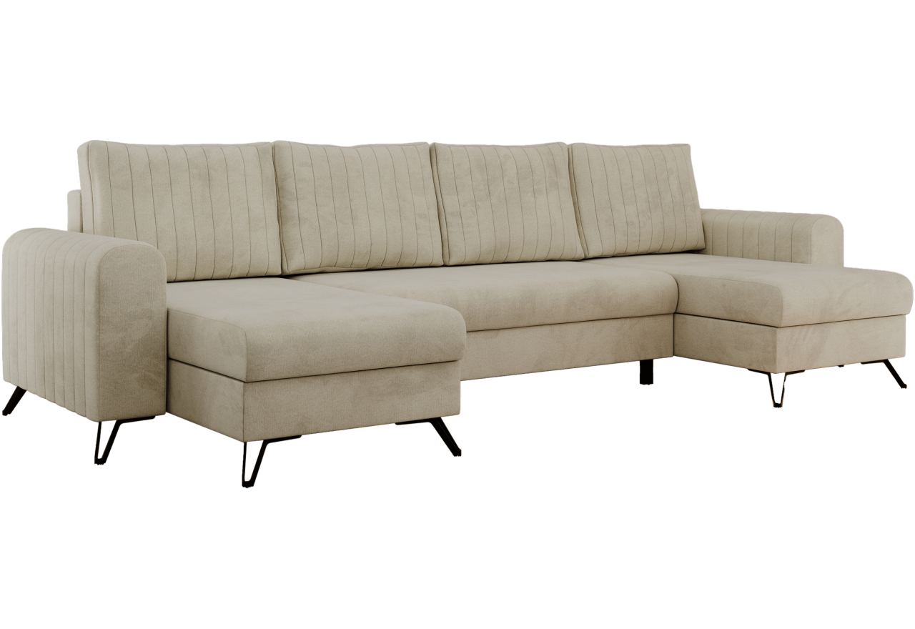 Narożnik AXEL U - uniwersalny - beżowy, welwet