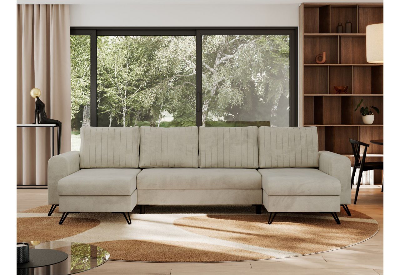 Narożnik AXEL U - uniwersalny - beżowy, welwet