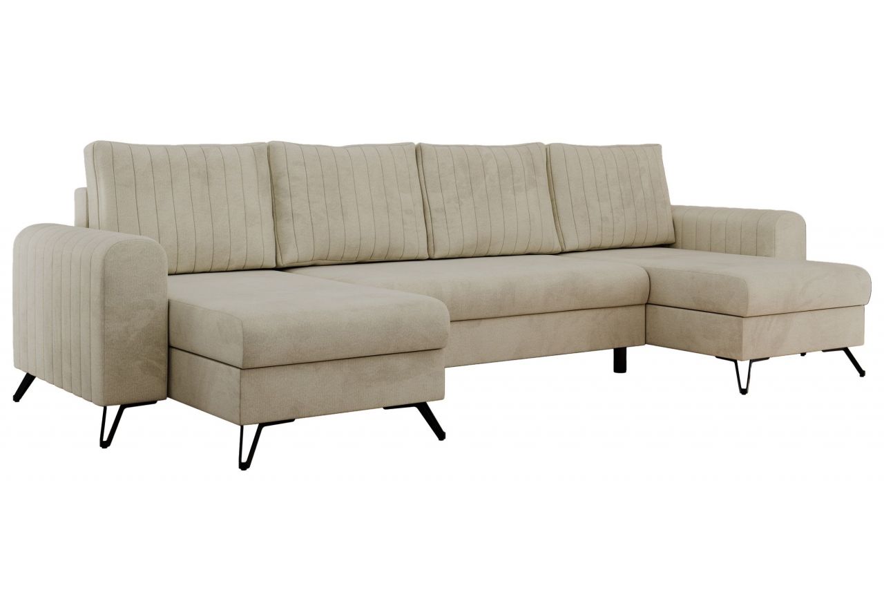 Narożnik AXEL U - uniwersalny - beżowy, welwet