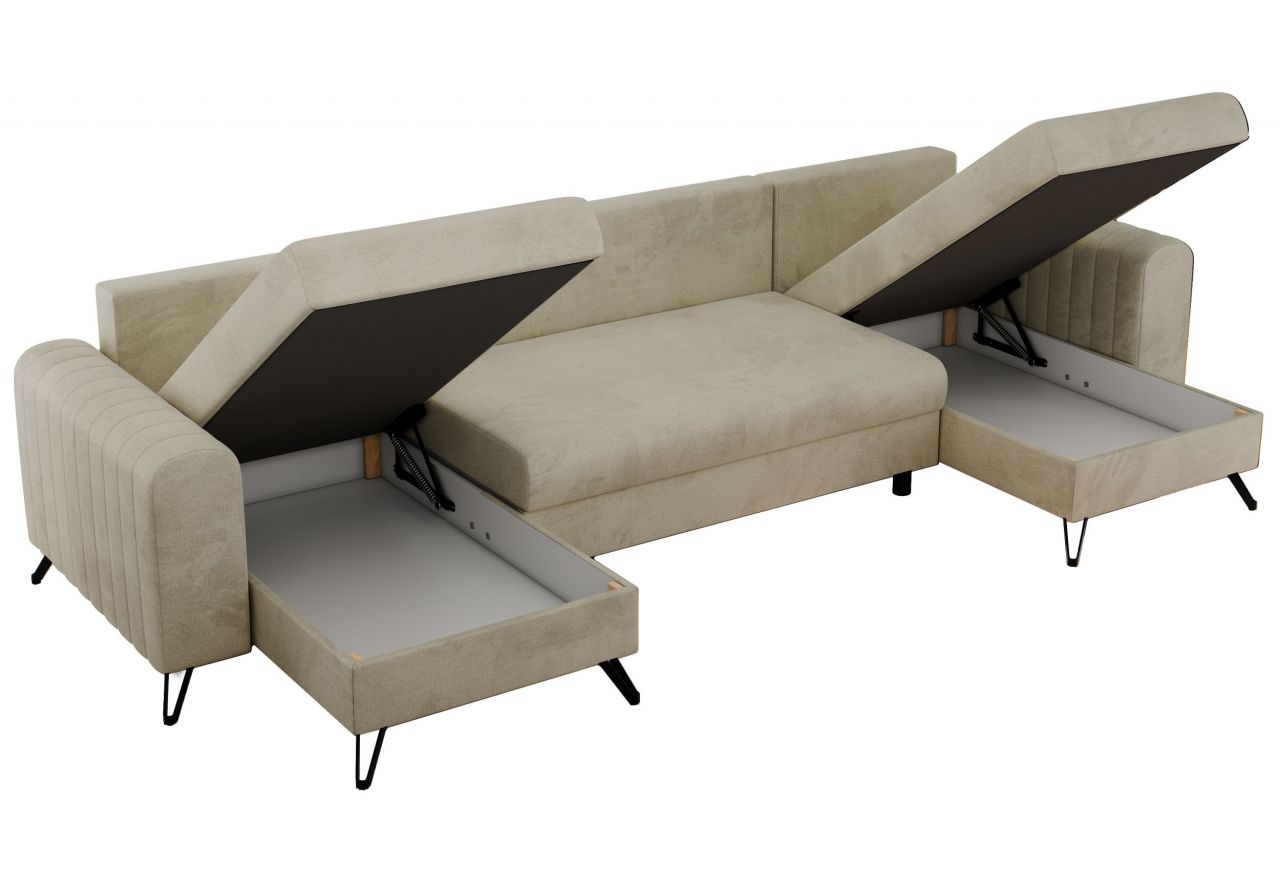 Narożnik AXEL U - uniwersalny - beżowy, welwet