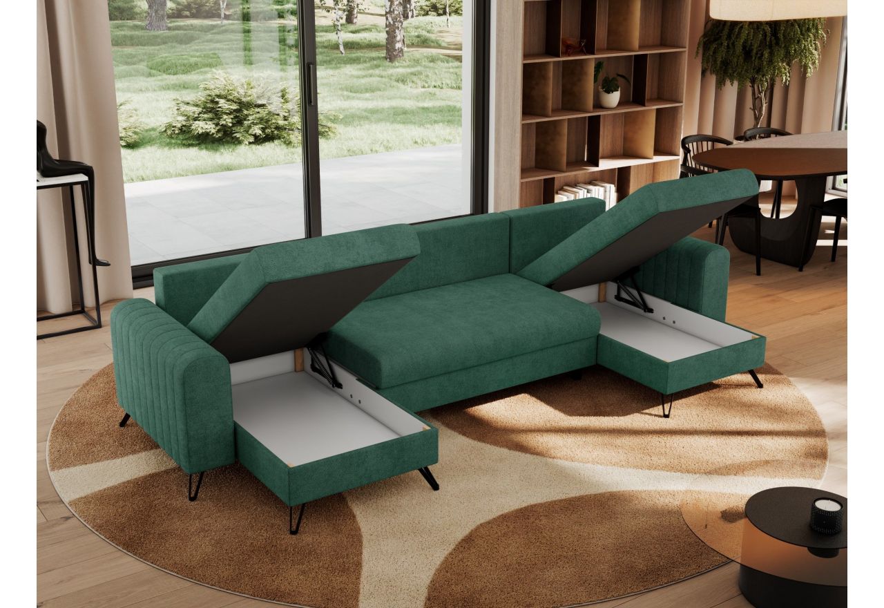 Narożnik AXEL U - uniwersalny - zielony, struktura