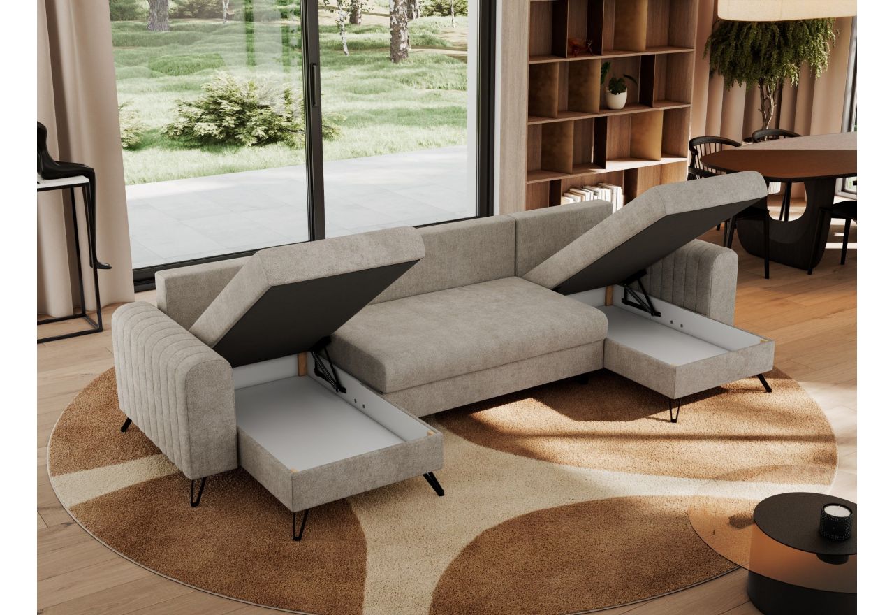 Narożnik AXEL U - uniwersalny - beżowy, struktura