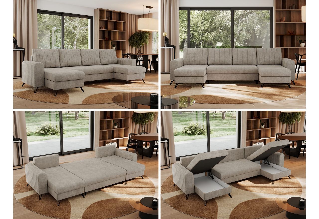 Narożnik AXEL U - uniwersalny - beżowy, struktura