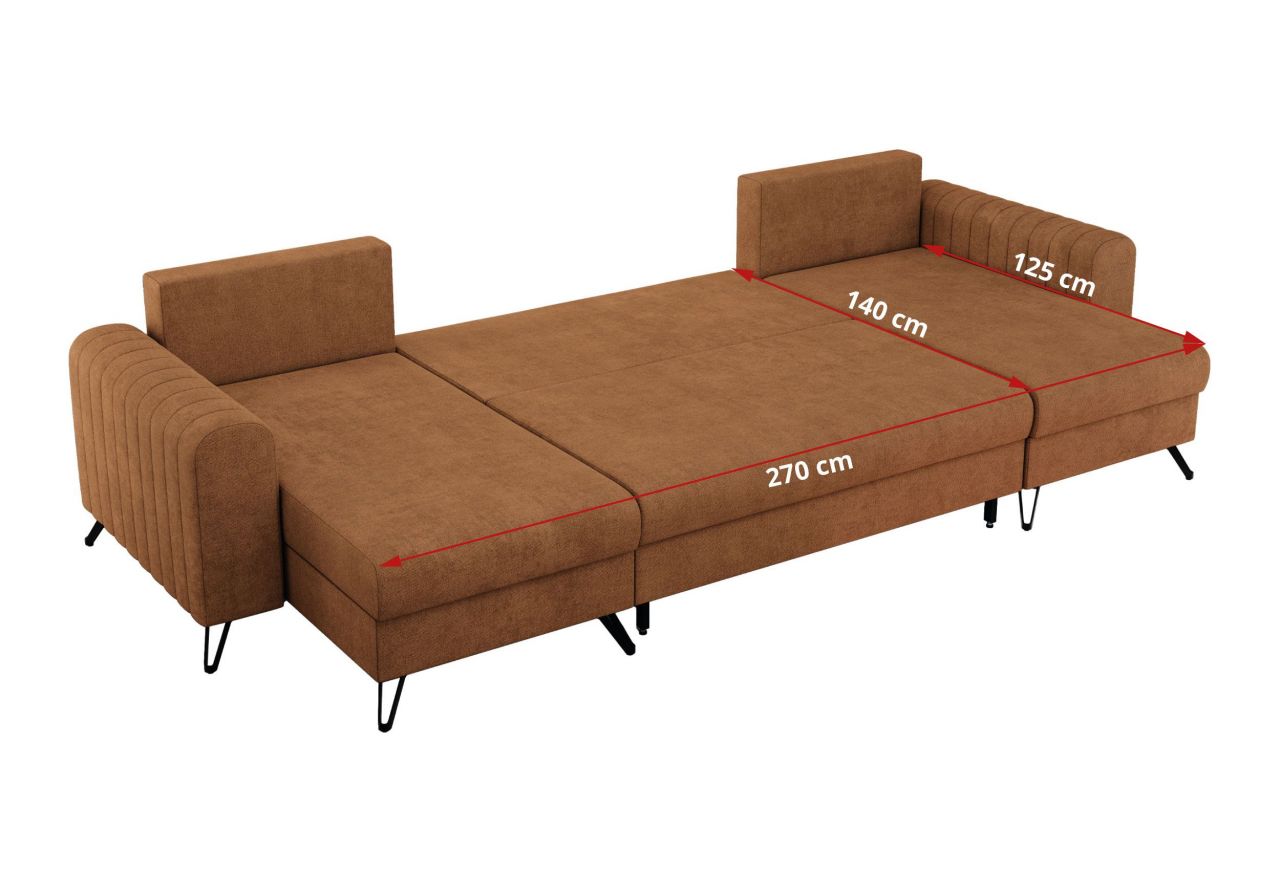 Narożnik AXEL U - uniwersalny - pomarańczowy, struktura