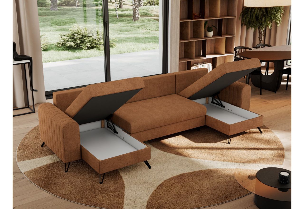 Narożnik AXEL U - uniwersalny - pomarańczowy, struktura