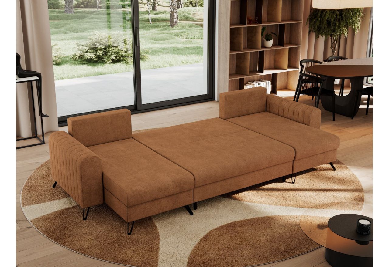 Narożnik AXEL U - uniwersalny - pomarańczowy, struktura