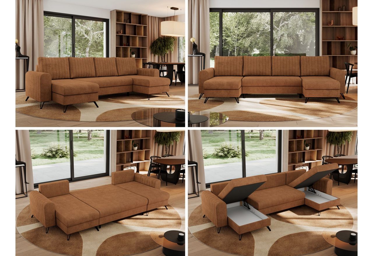 Narożnik AXEL U - uniwersalny - pomarańczowy, struktura