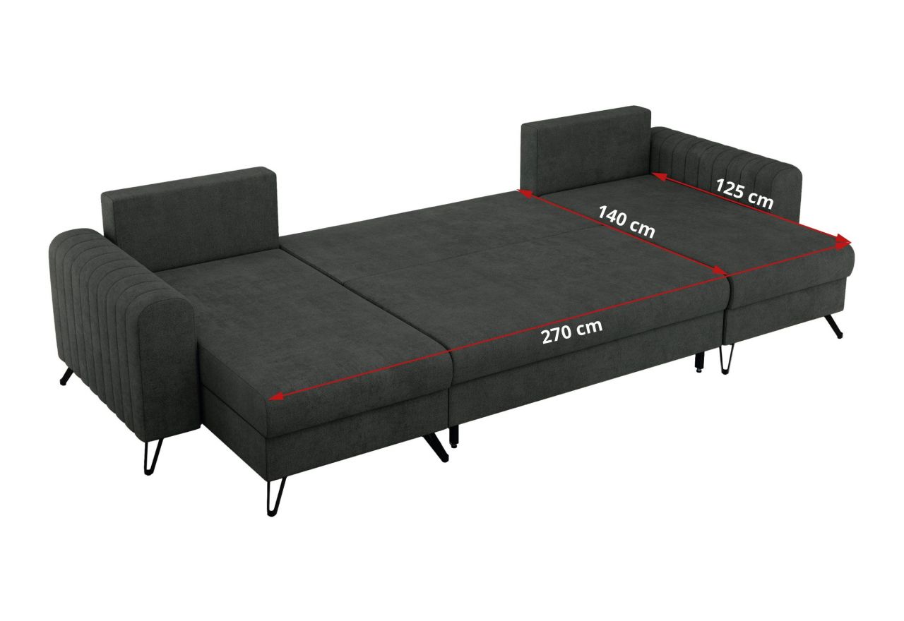 Narożnik AXEL U - uniwersalny - ciemnoszary, struktura