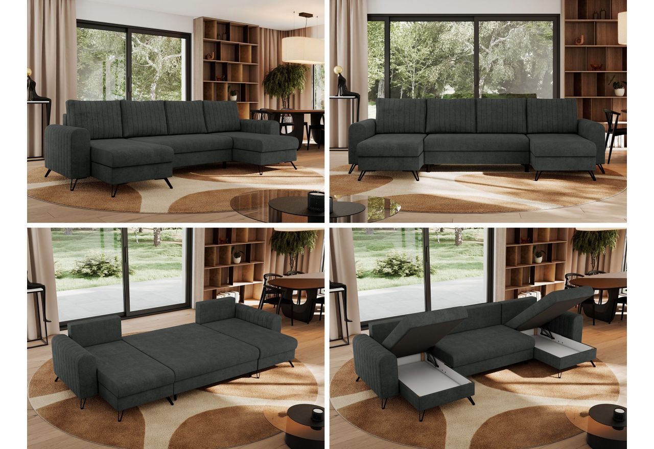 Narożnik AXEL U - uniwersalny - ciemnoszary, struktura