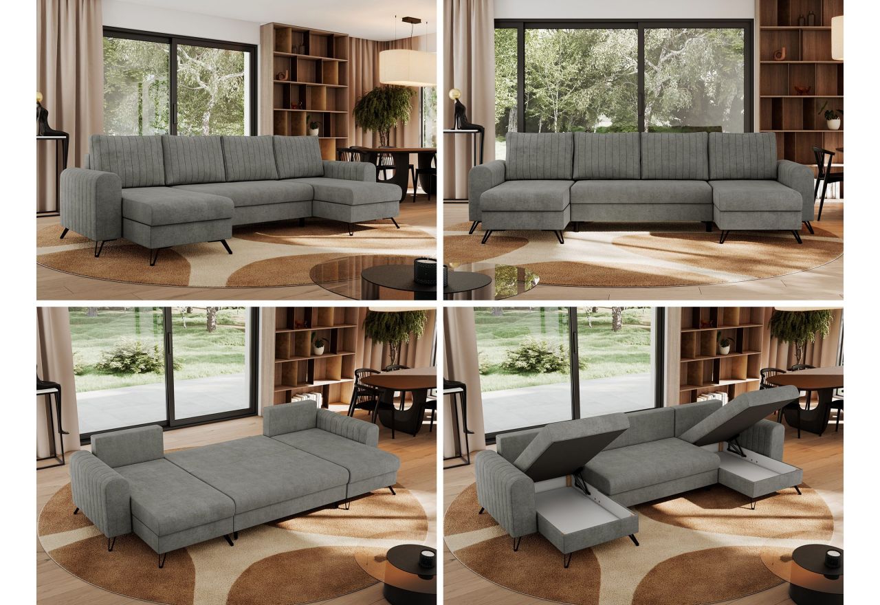 Narożnik AXEL U - uniwersalny - szary, struktura