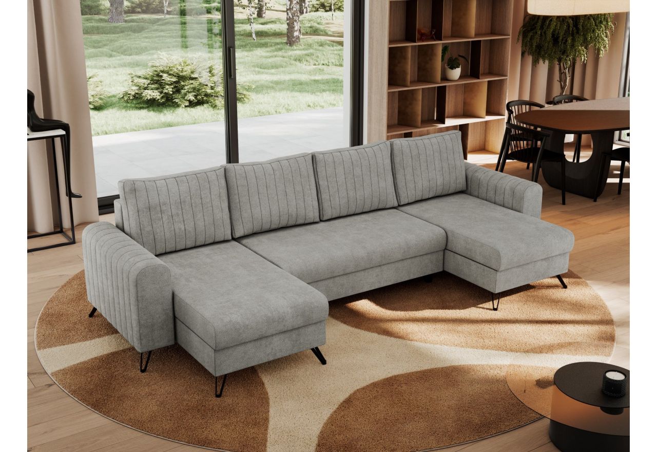 Narożnik AXEL U - uniwersalny - jasnoszary, struktura