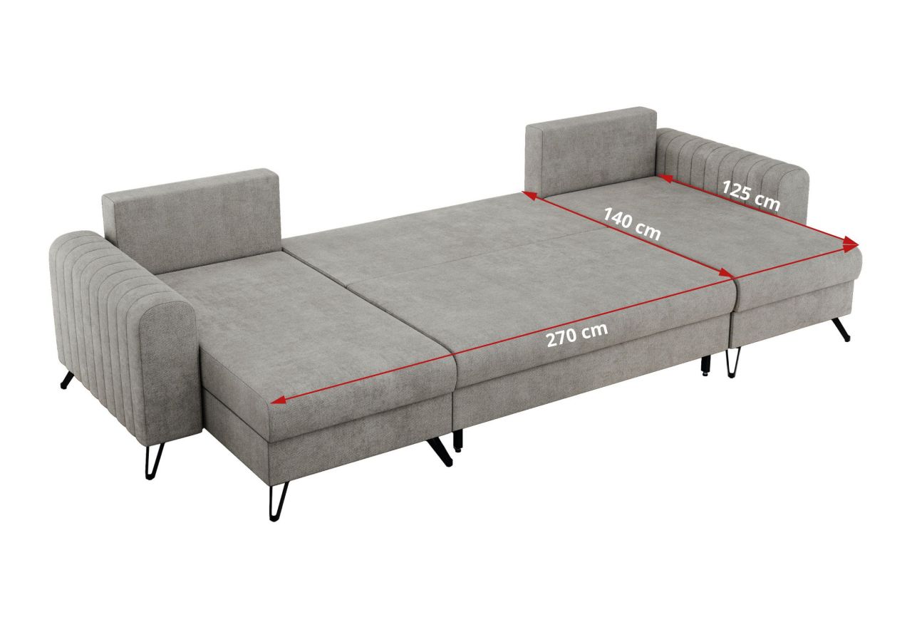 Narożnik AXEL U - uniwersalny - jasnoszary, struktura