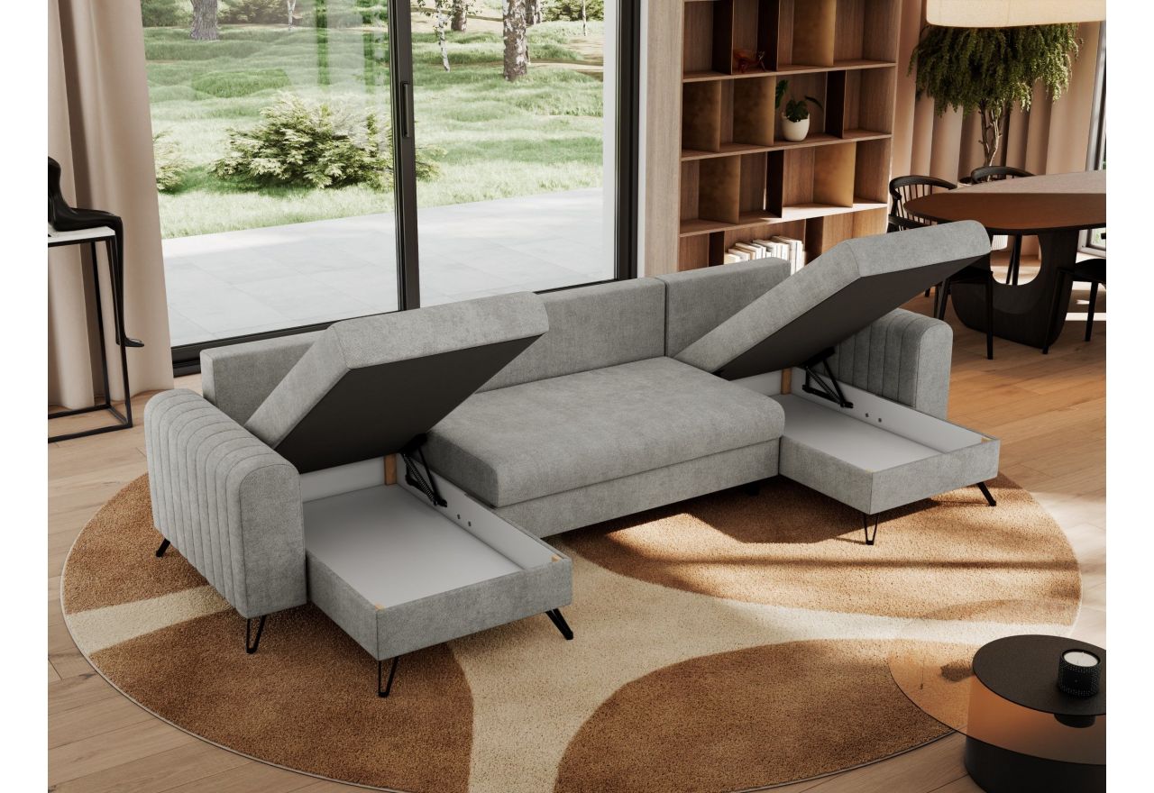 Narożnik AXEL U - uniwersalny - jasnoszary, struktura