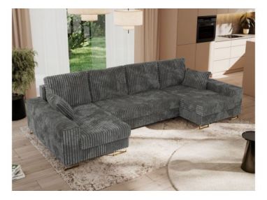 Narożnik DORIAN U - uniwersalny - szary, sztruks