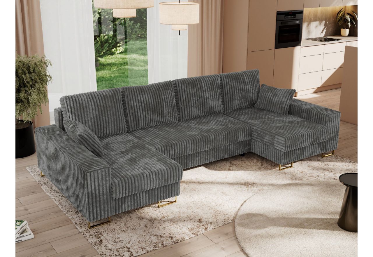 Narożnik DORIAN U - uniwersalny - szary, sztruks