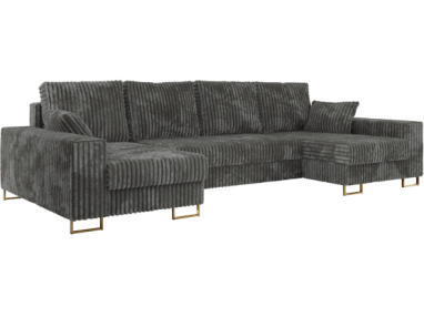 Narożnik DORIAN U - uniwersalny - szary, sztruks